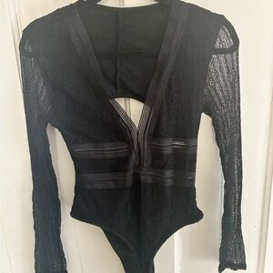 & Other Stories Black Lace Bodysuit